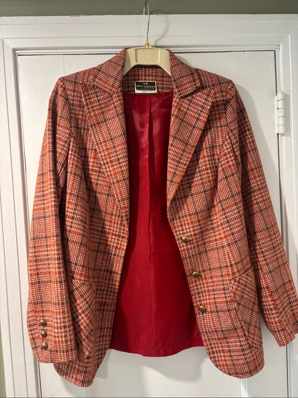 Vintage Alex Coleman Orange Plaid Blazer - Women's Jacket